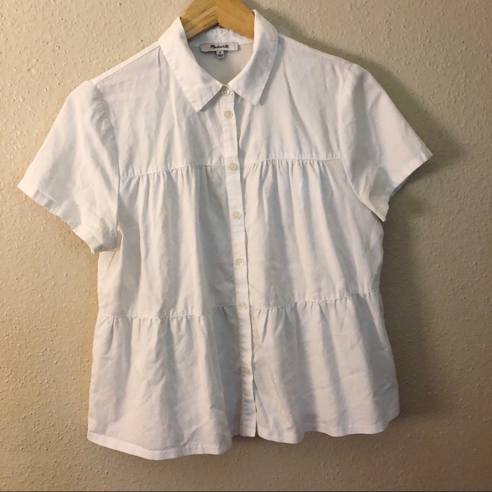 Madewell White Seamed Button Down Shirt